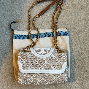 Tory Burch Fleming Soft Straw Convertible Bag NWOT